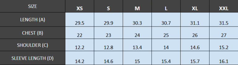 INCH Size Guide