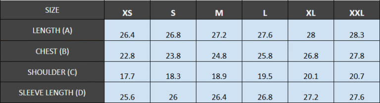 INCH Size Guide