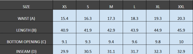 INCH Size Guide