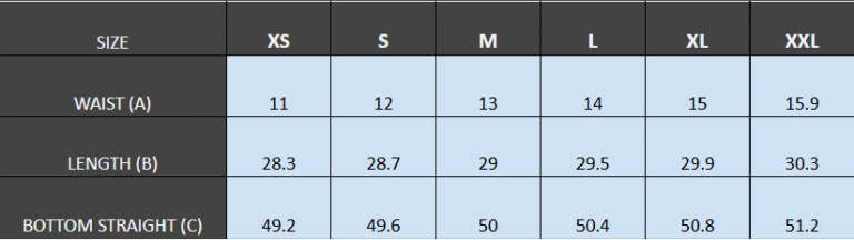 INCH Size Guide