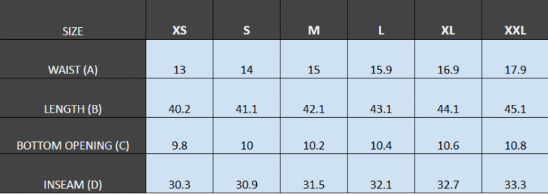 INCH Size Guide